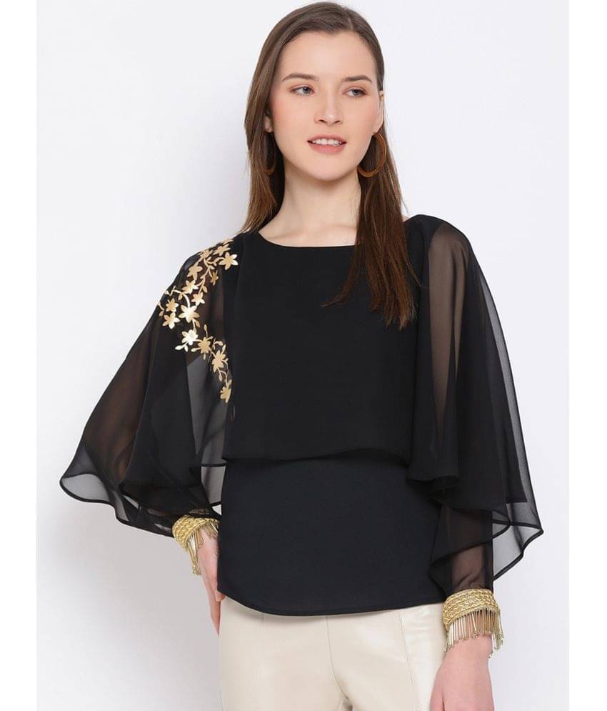 ALL WAYS YOU Women's Polyester Cape Top ( Black ) ALL WAYS YOU Women's Polyester Cape Top ( Black )