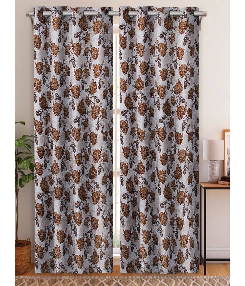Home Candy Set of 2 Door Semi-Transparent Eyelet Polyester Brown Curtains ( 213 x 120 cm ) Home Candy Set of 2 Door Semi-Transparent Eyelet Polyester Brown Curtains ( 213 x 120 cm )