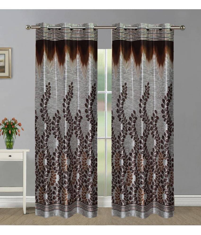 Home Candy Set of 2 Door Semi-Transparent Eyelet Polyester Brown Curtains ( 213 x 120 cm ) Home Candy Set of 2 Door Semi-Transparent Eyelet Polyester Brown Curtains ( 213 x 120 cm )