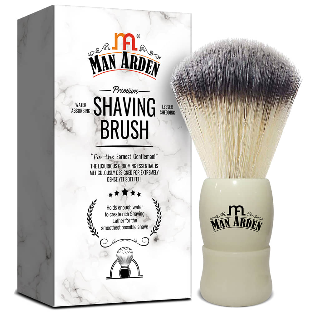 Man Arden Royal White Premium Shaving Brush With Ultra Soft & Absorbent Bristles & Long Handle | Cruelty Free | For A Smooth Shave