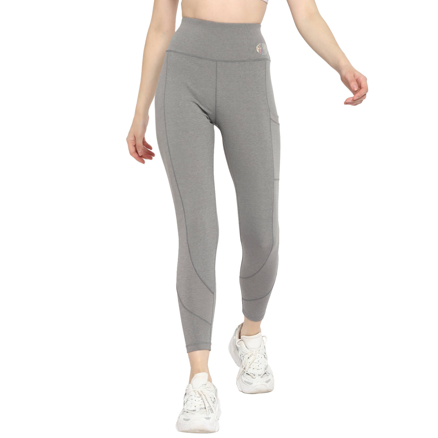     			OFF LIMITS Grey Poly Spandex Color Blocking Tights - Single