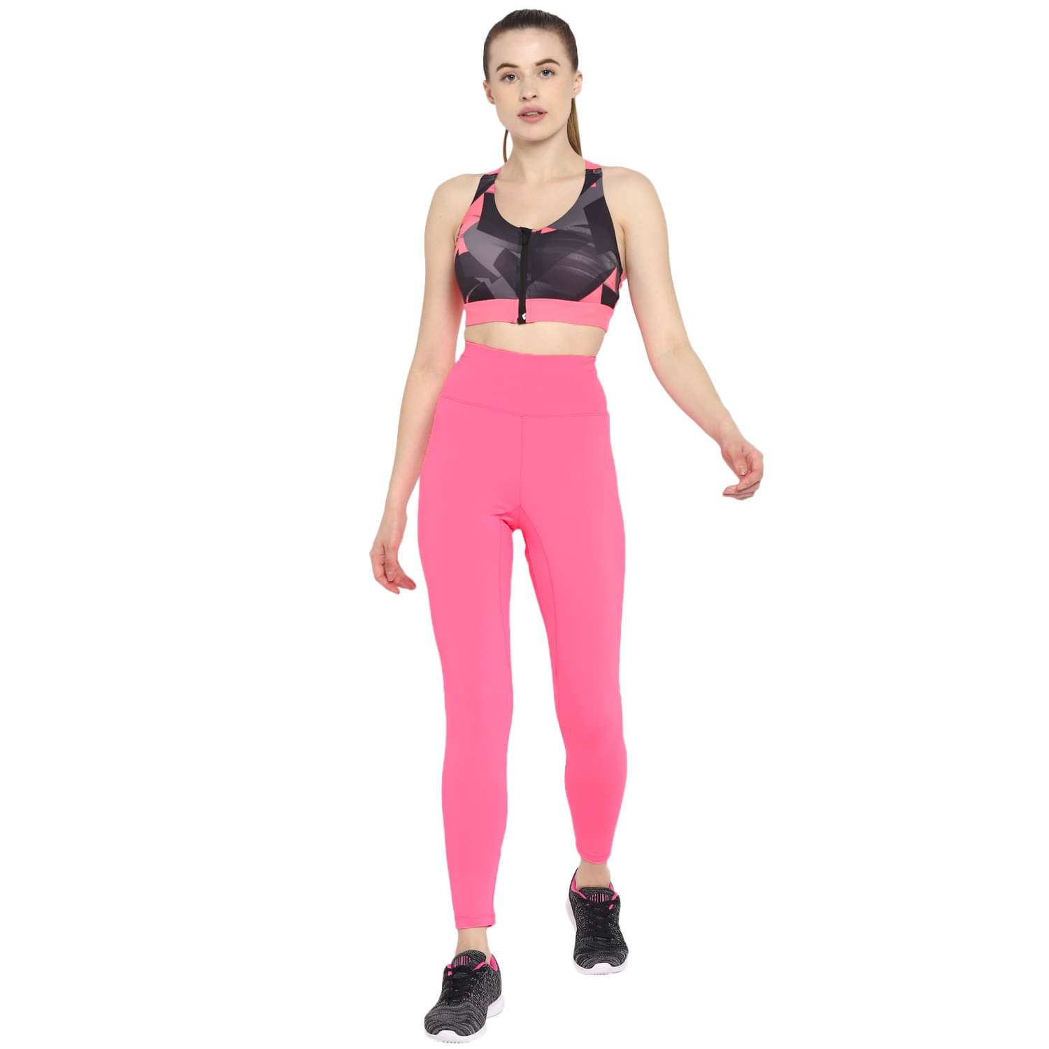     			OFF LIMITS Pink Poly Spandex Color Blocking Tights - Single