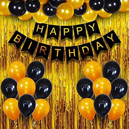     			Party Propz Happy Birthday Banner Decoration Kit - 34Pcs Set for Boys Husband Balloons Decorations Items Combo with Metallic Balloons and Foil Curtain
