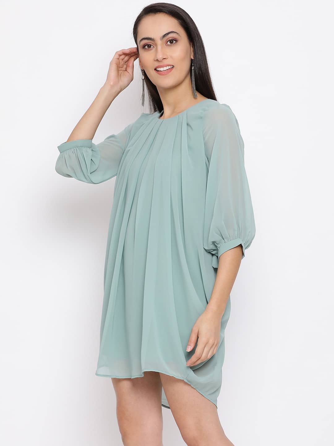 ALL WAYS YOU Women Polyester Fit & Flare Dress ( Green )