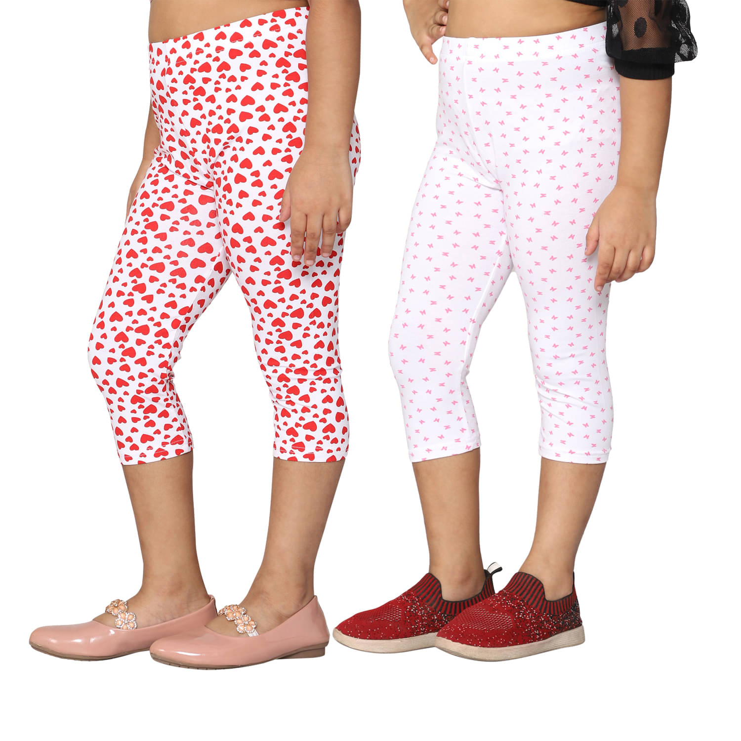     			2K Kids Pack of 2 Girls Lycra Capris ( Red )