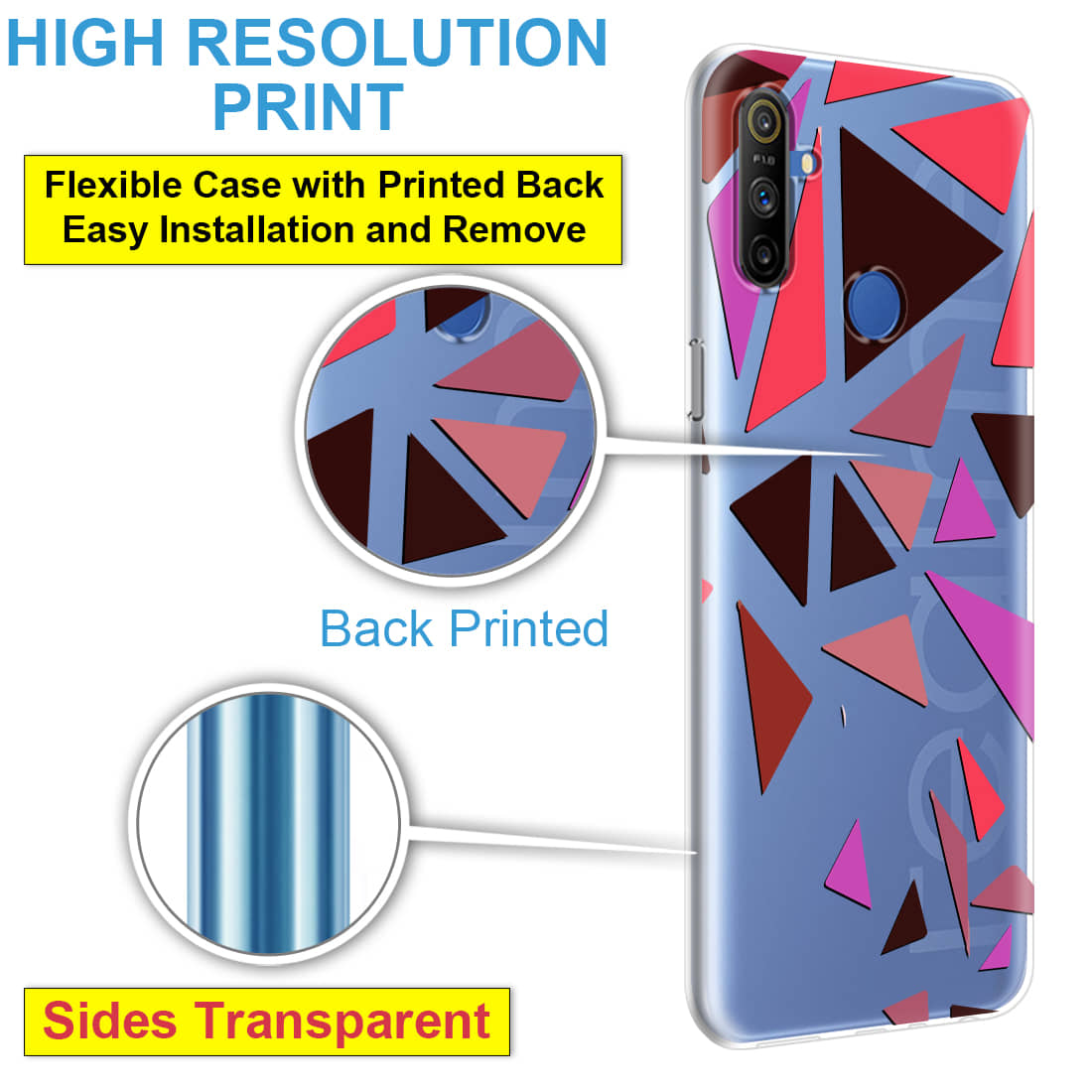 Fashionury Realme Narzo 10a Transparent Back Cover Generic Printed