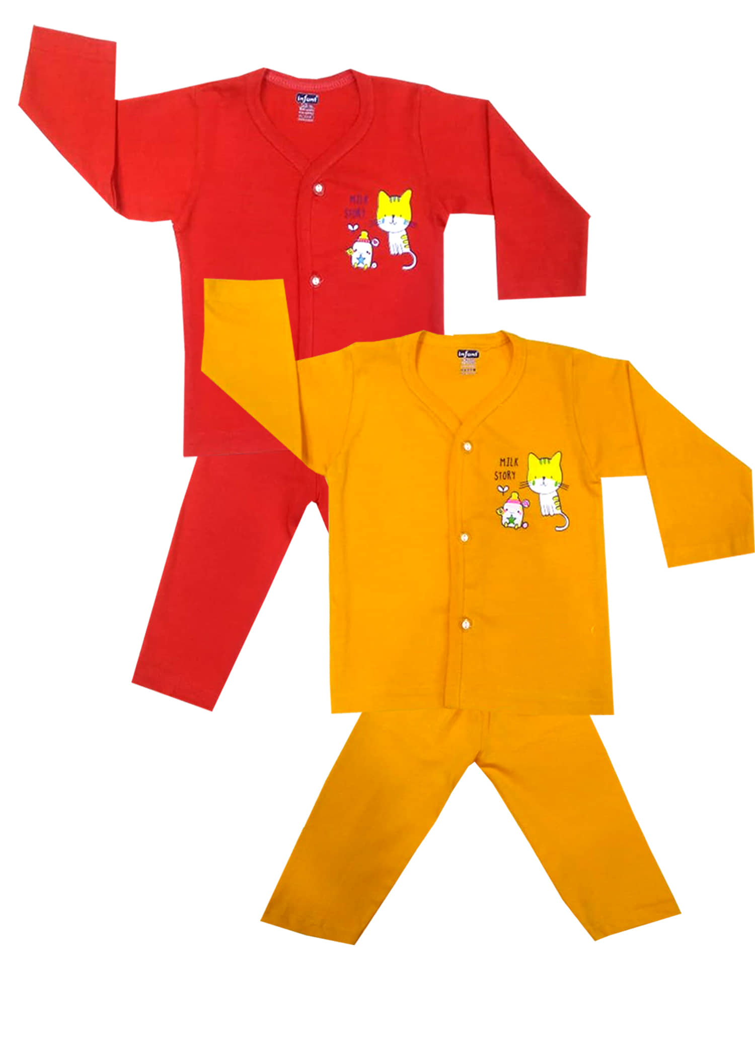 INFANT Pack of 2 Baby Boys 100% Cotton ( Red & Yellow )