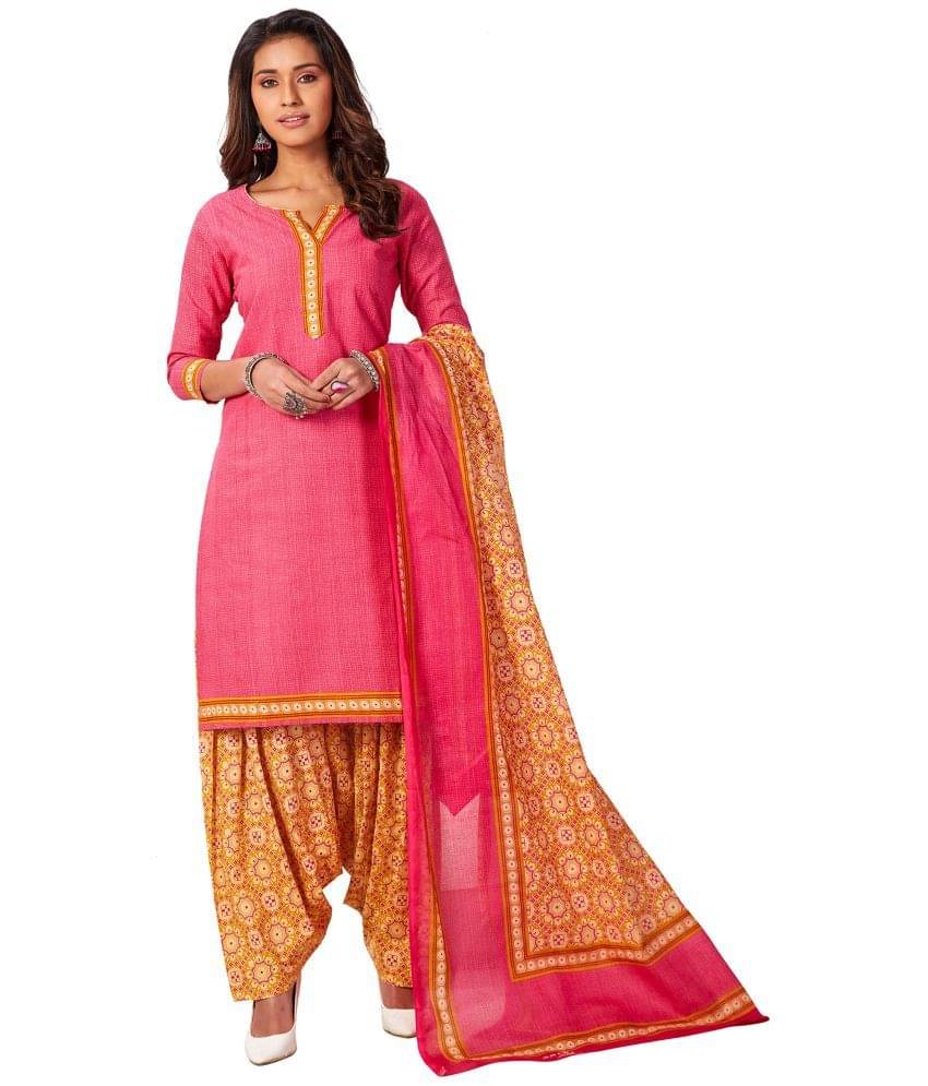 Jevi Prints Women Cotton Kurti With Patiala Salwar ( Pink ) Jevi Prints Women Cotton Kurti With Patiala Salwar ( Pink )