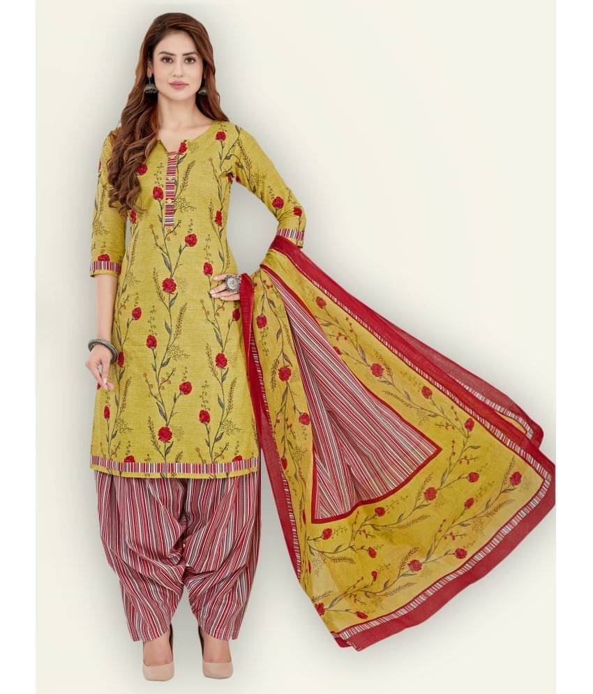 Jevi Prints Women Cotton Kurti With Patiala Salwar ( Gold ) Jevi Prints Women Cotton Kurti With Patiala Salwar ( Gold )