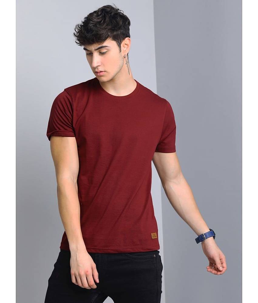 Paul Street Pack of 1 Cotton Blend Slim Fit Men's T-Shirt ( Maroon )