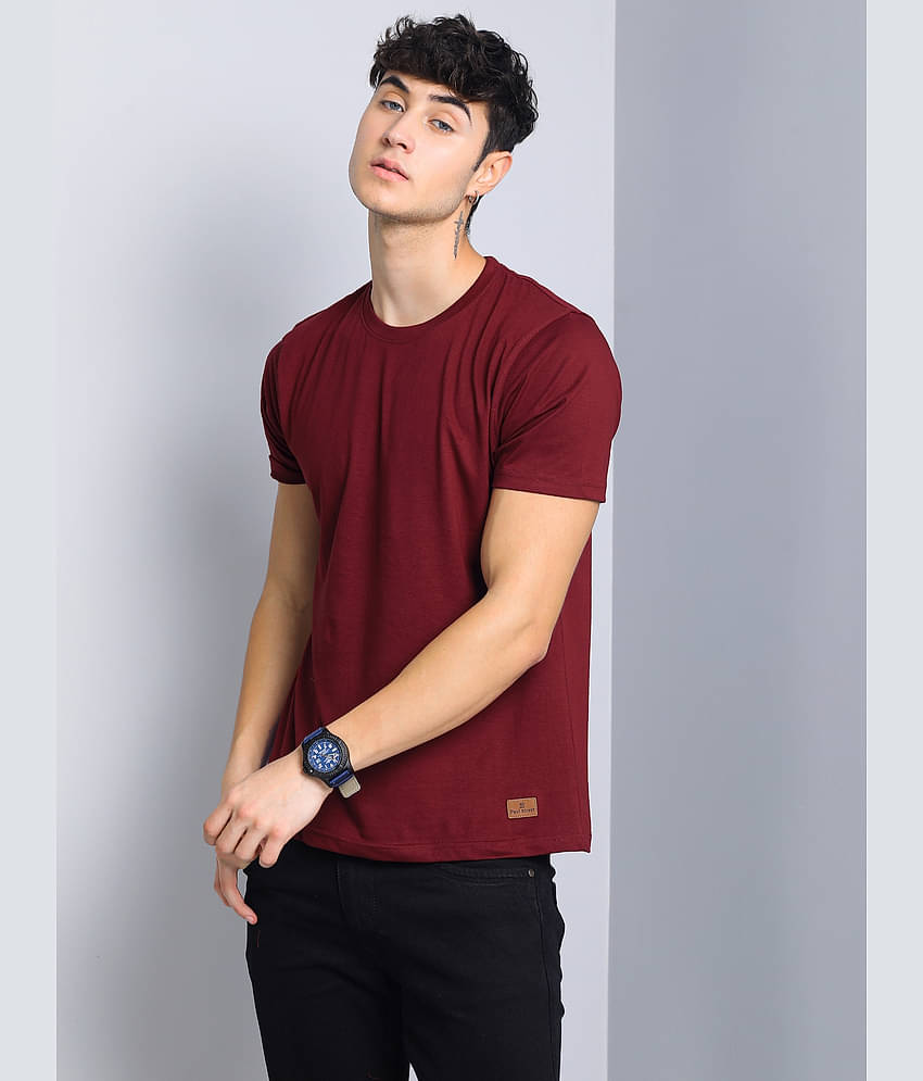 Paul Street Pack of 1 Cotton Blend Slim Fit Men's T-Shirt ( Maroon )