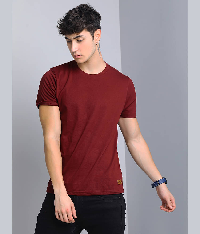 Paul Street Pack of 1 Cotton Blend Slim Fit Men's T-Shirt ( Maroon )