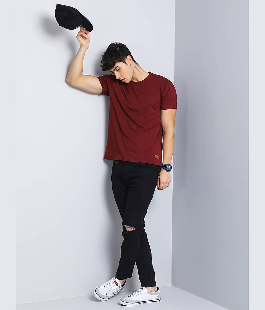 Paul Street Pack of 1 Cotton Blend Slim Fit Men's T-Shirt ( Maroon )