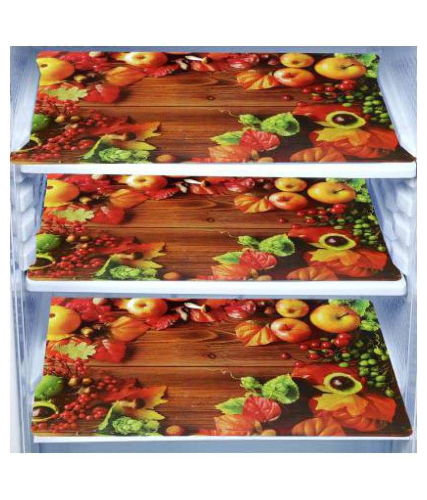 Multicolor PVC Fridge Mats (Pack of 3) Multicolor PVC Fridge Mats (Pack of 3)