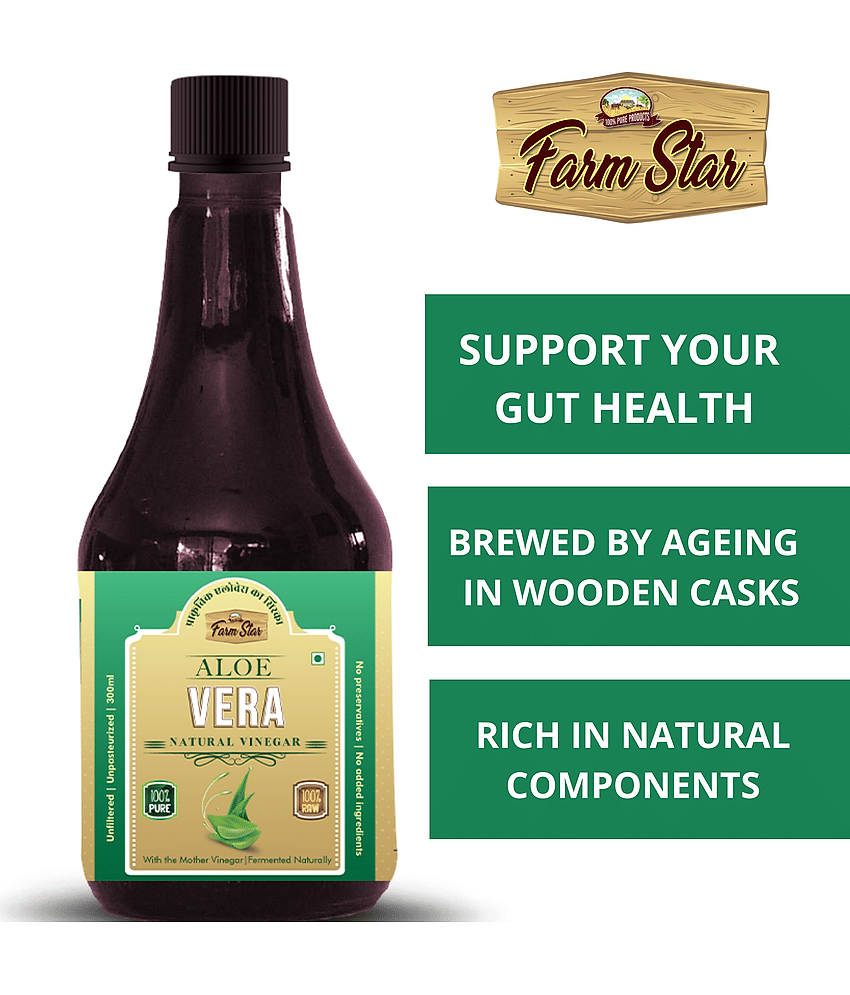 Farm Star Aloe Vera Natural Vinegar Cider Vinegar Fermented, Raw 300 ml