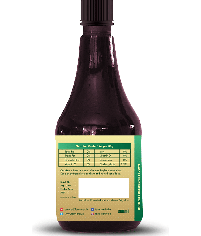 Farm Star Aloe Vera Natural Vinegar Cider Vinegar Fermented, Raw 300 ml