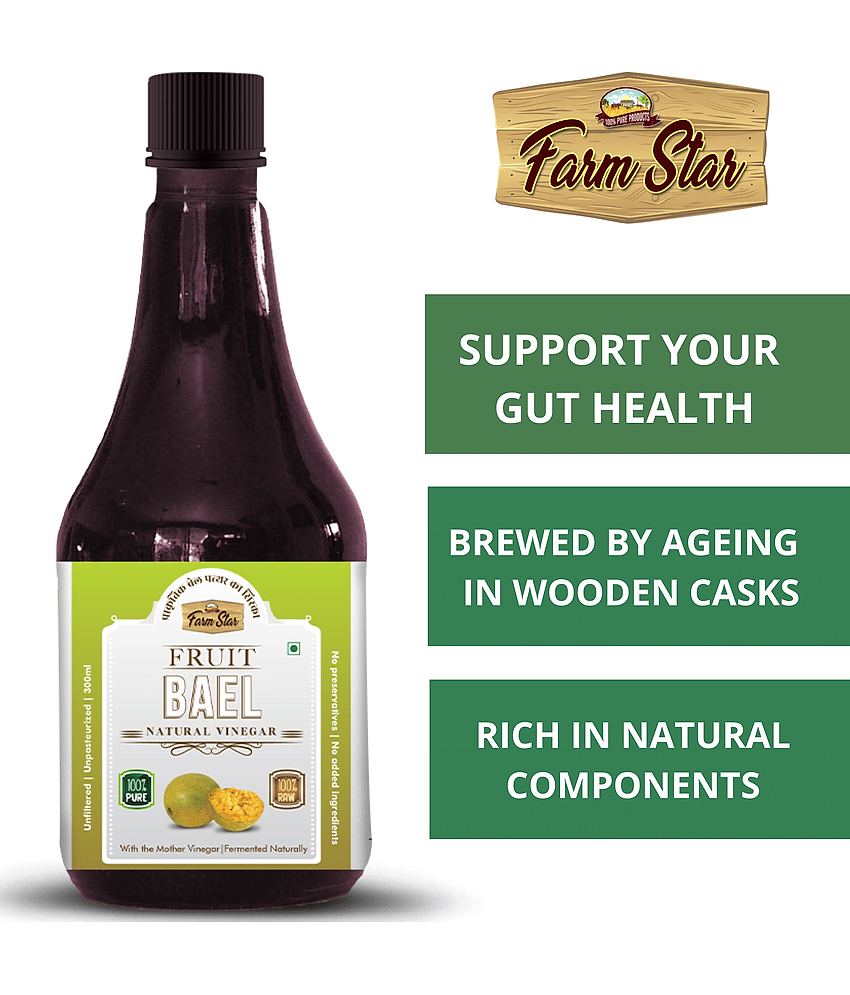 Farm Star Bael Pathar Cider Vinegar Raw & Fermented 300 ml