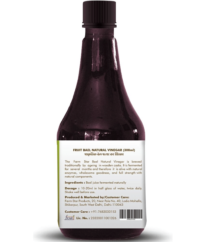 Farm Star Bael Pathar Cider Vinegar Raw & Fermented 300 ml