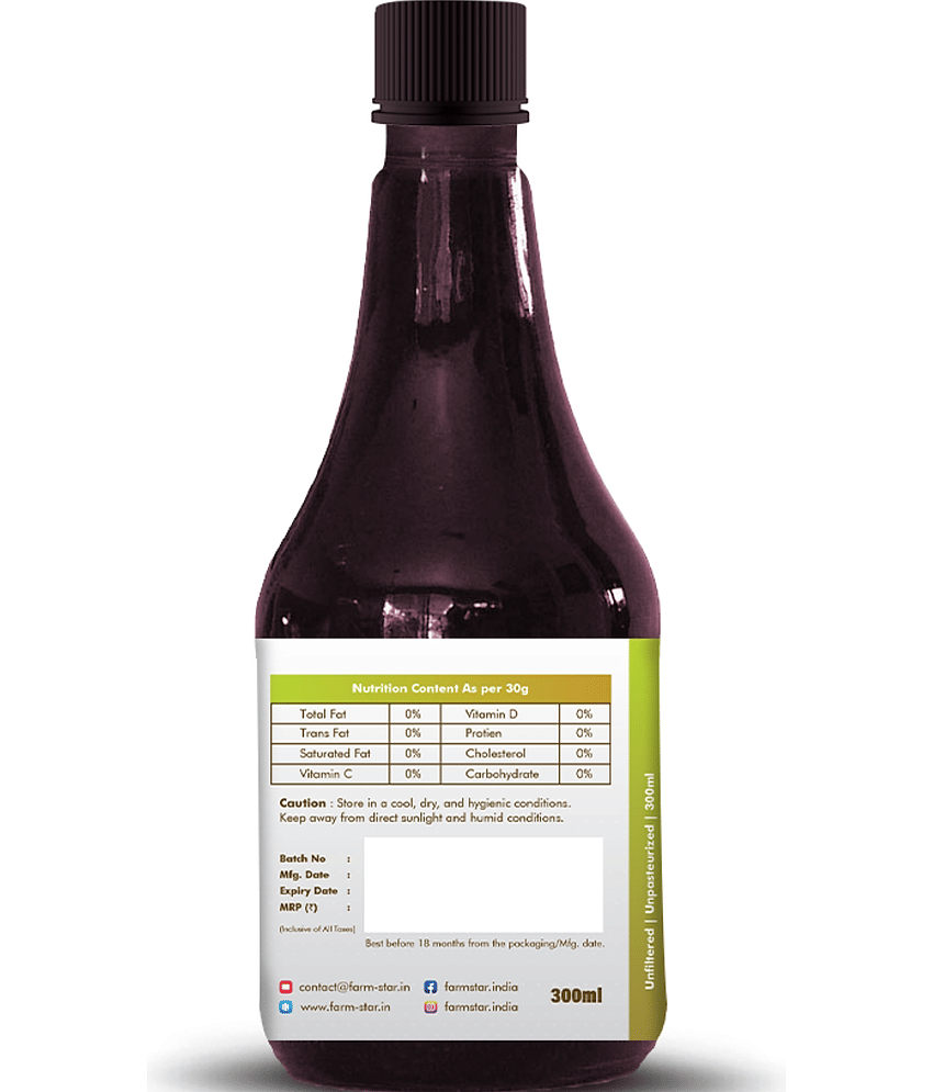 Farm Star Bael Pathar Cider Vinegar Raw & Fermented 300 ml