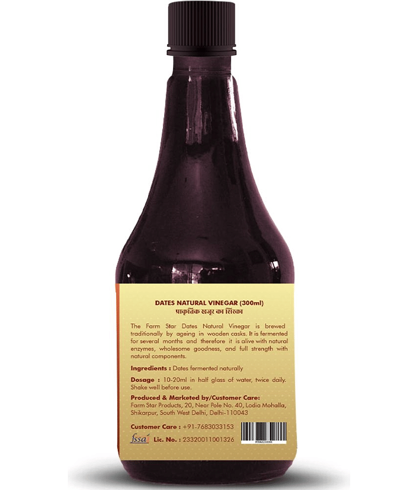 Farm Star Dates (Khajoor) Cider Vinegar Raw & Fermented 300 ml