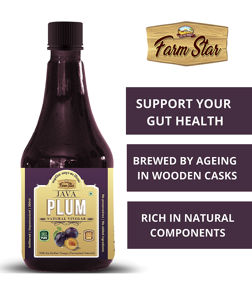 Farm Star Java Plum Cider Vinegar Jamun Vinegar Fermented 300 ml