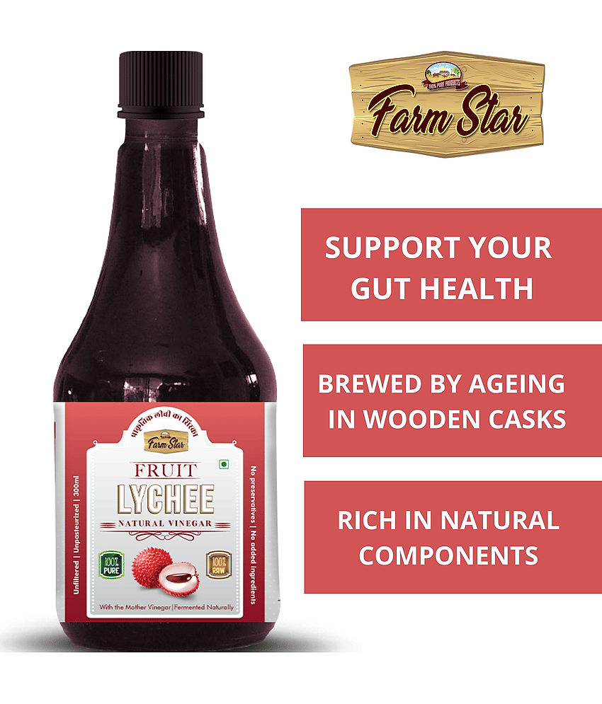 Farm Star Lychee (Litchi) Cider Vinegar Raw & Fermented 300 ml