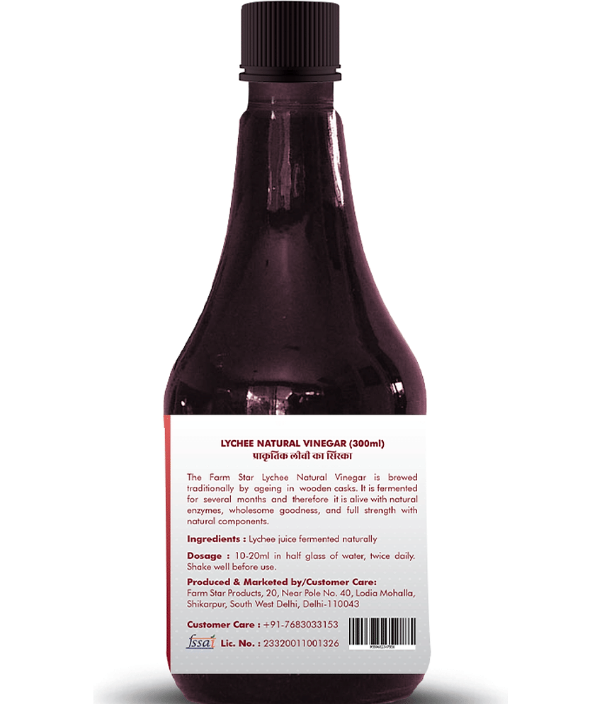 Farm Star Lychee (Litchi) Cider Vinegar Raw & Fermented 300 ml