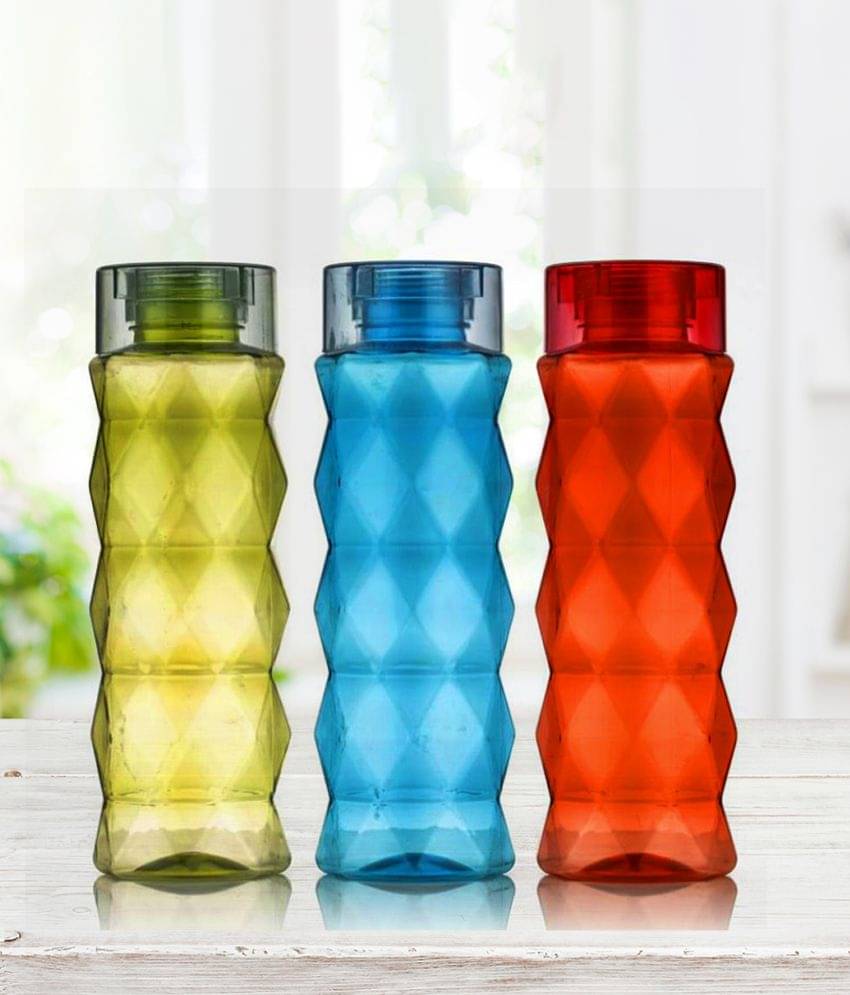     			Analog Kitchenware Fridge School/Office Multicolour PET Water Bottle 900 mL ( Set of 3 )
