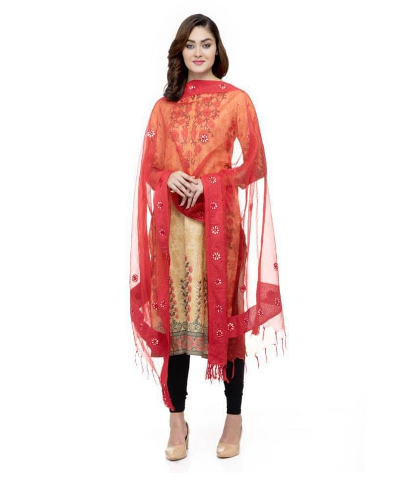 A R Silk Red Organza Gota Patti Dupatta - Single     			A R Silk Red Organza Gota Patti Dupatta - Single