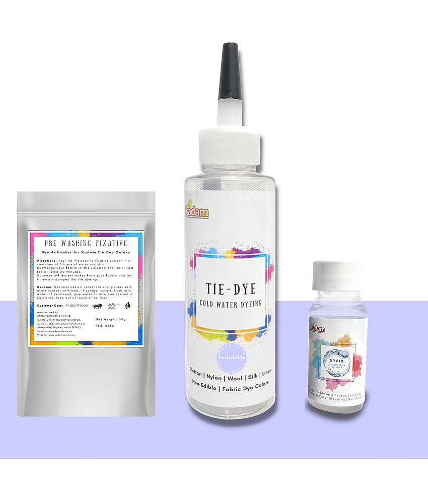 Kadam Tie Dye Periwinkle, Cold Water Fabric Dye Color, 100mL Bottle with Prewashing Fixative mini and Free Kadam DyFix mini bottle - Stationery | Buy online on ZillyBuy