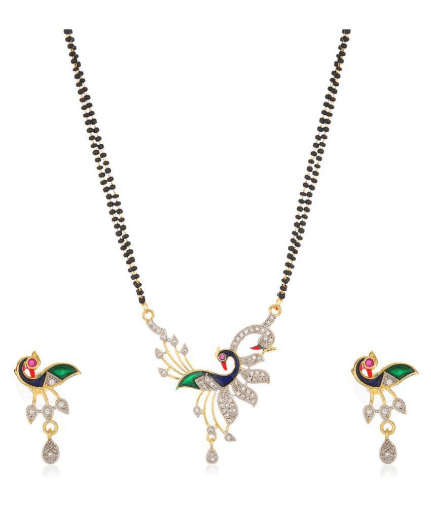     			Pujvi Fashions Amercian Diamond peacock inspired mangalsutra set for womens
