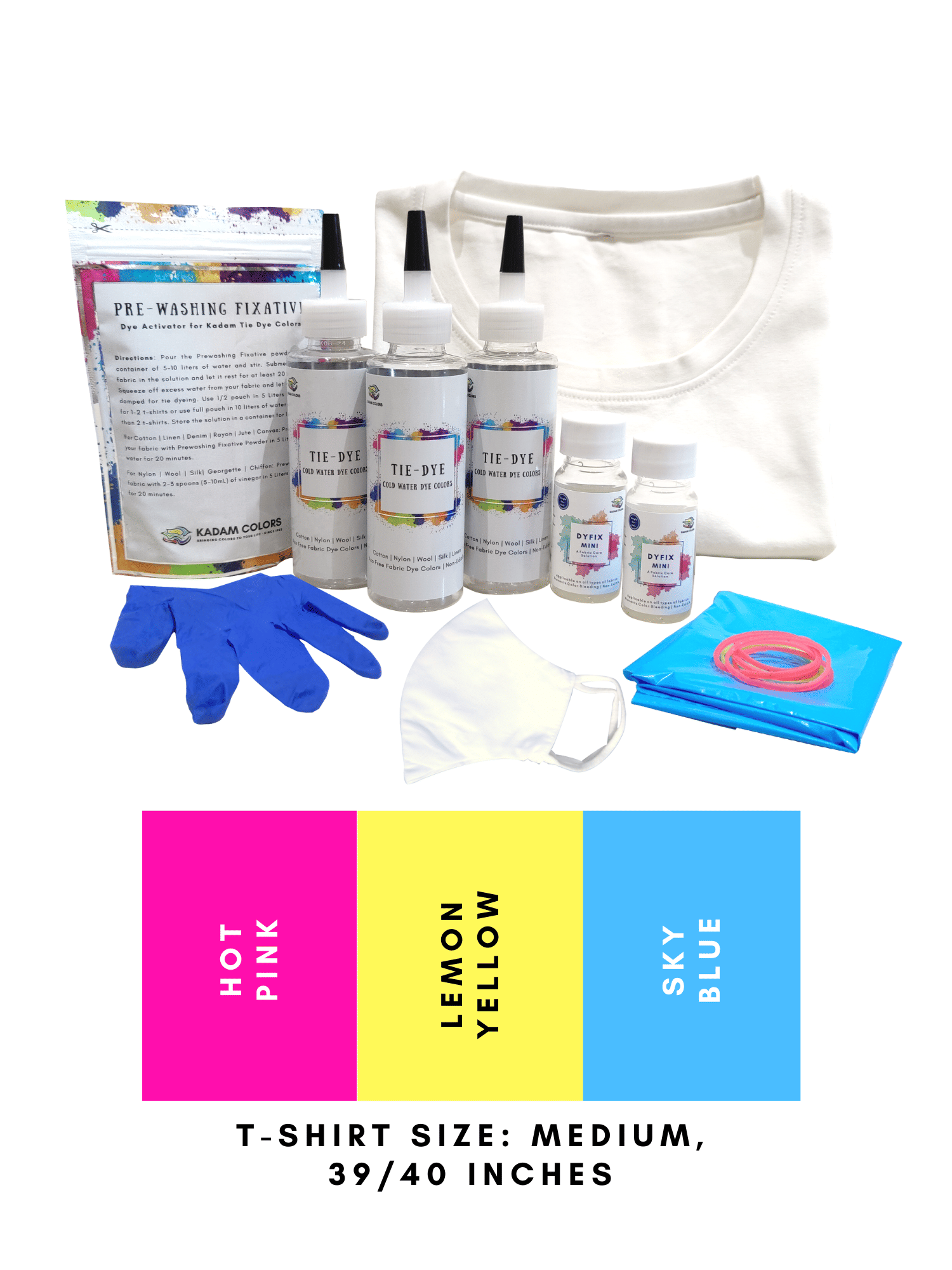     			Tie Dye Kit #1 Aura with Medium Size White T-Shirt, 100% Cotton Unisex, 180 GSM T-Shirt, Dye Activator and Color Fixative Included, Cold Fabric Dyeing
