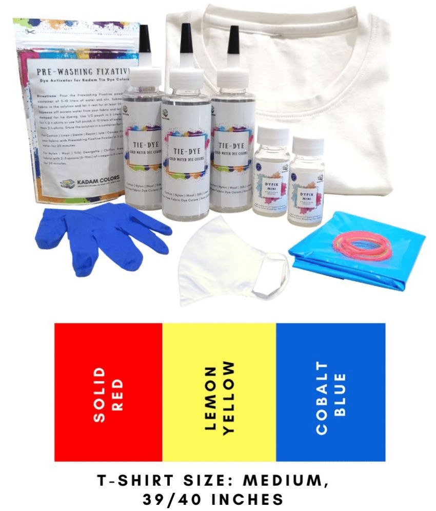     			Tie Dye Kit #2 Dawn with Medium Size White T-Shirt, 100% Cotton Unisex, 180 GSM T-Shirt, Dye Activator and Color Fixative Included, Cold Fabric Dyeing