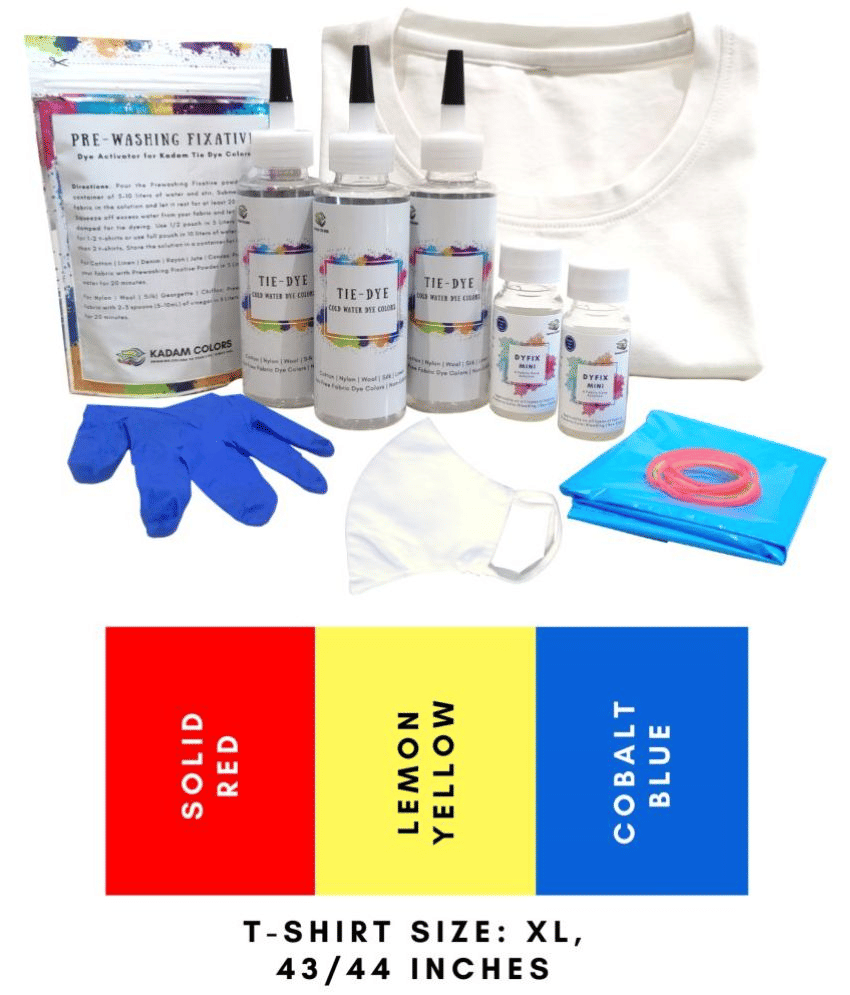     			Tie Dye Kit #2 Dawn with X-Large Size White T-Shirt, 100% Cotton Unisex, 180 GSM T-Shirt, Dye Activator and Color Fixative Included, Cold Fabric Dyeing