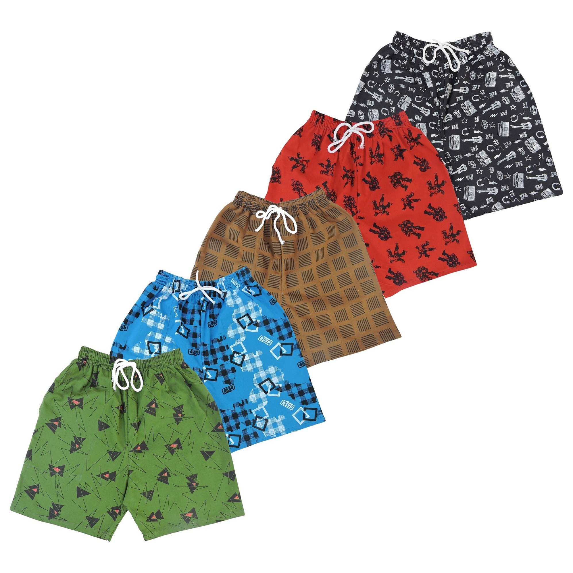     			NARPAVI TRENDS Pack of 5 Cotton Blend Shorts For Boys ( Multicolor )