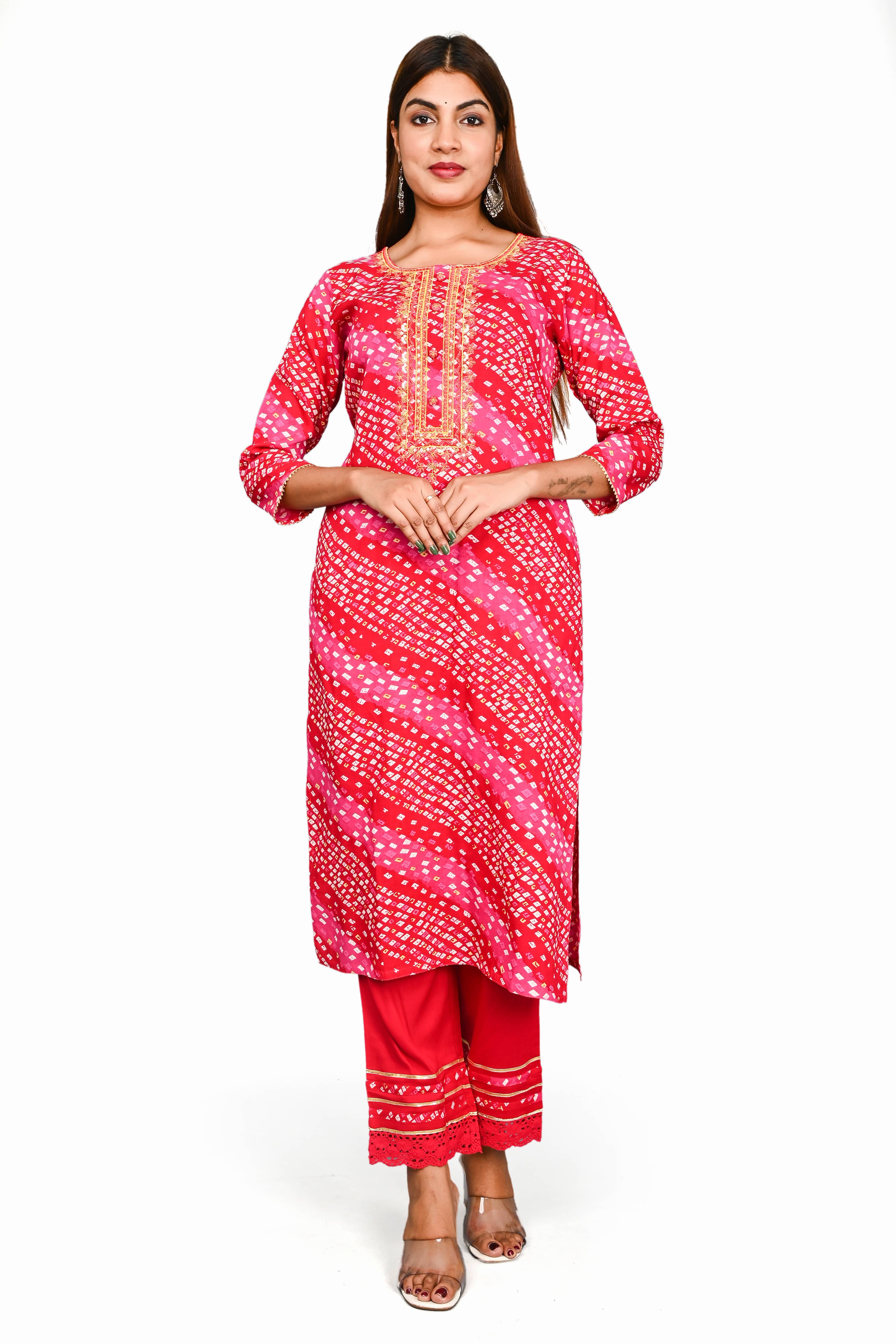 AMIRA'S INDIAN ETHNICWEAR - Pink Rayon Women's Stitched Salwar Suit ( )