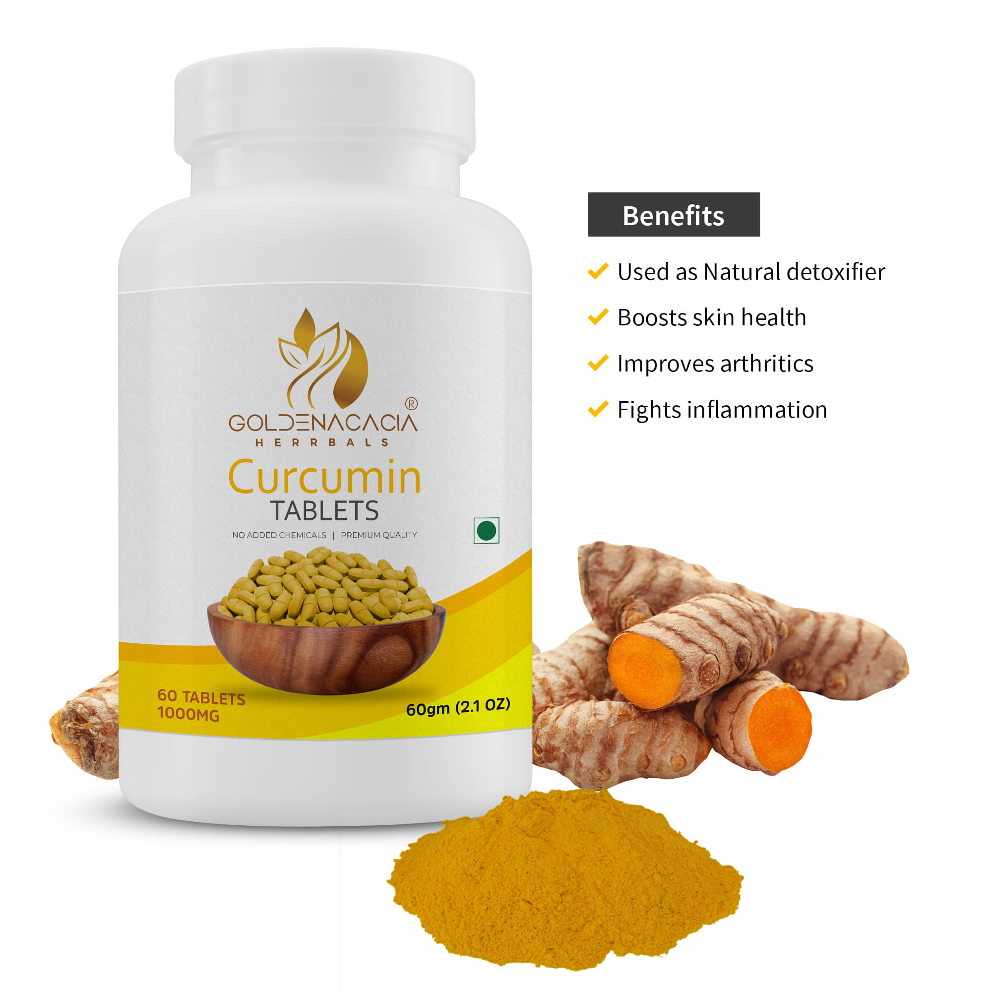 GOLDENACACIA HERRBALS Curcumin 1000mg 60 Tablets 1 no.s     			GOLDENACACIA HERRBALS Curcumin 1000mg 60 Tablets 1 no.s