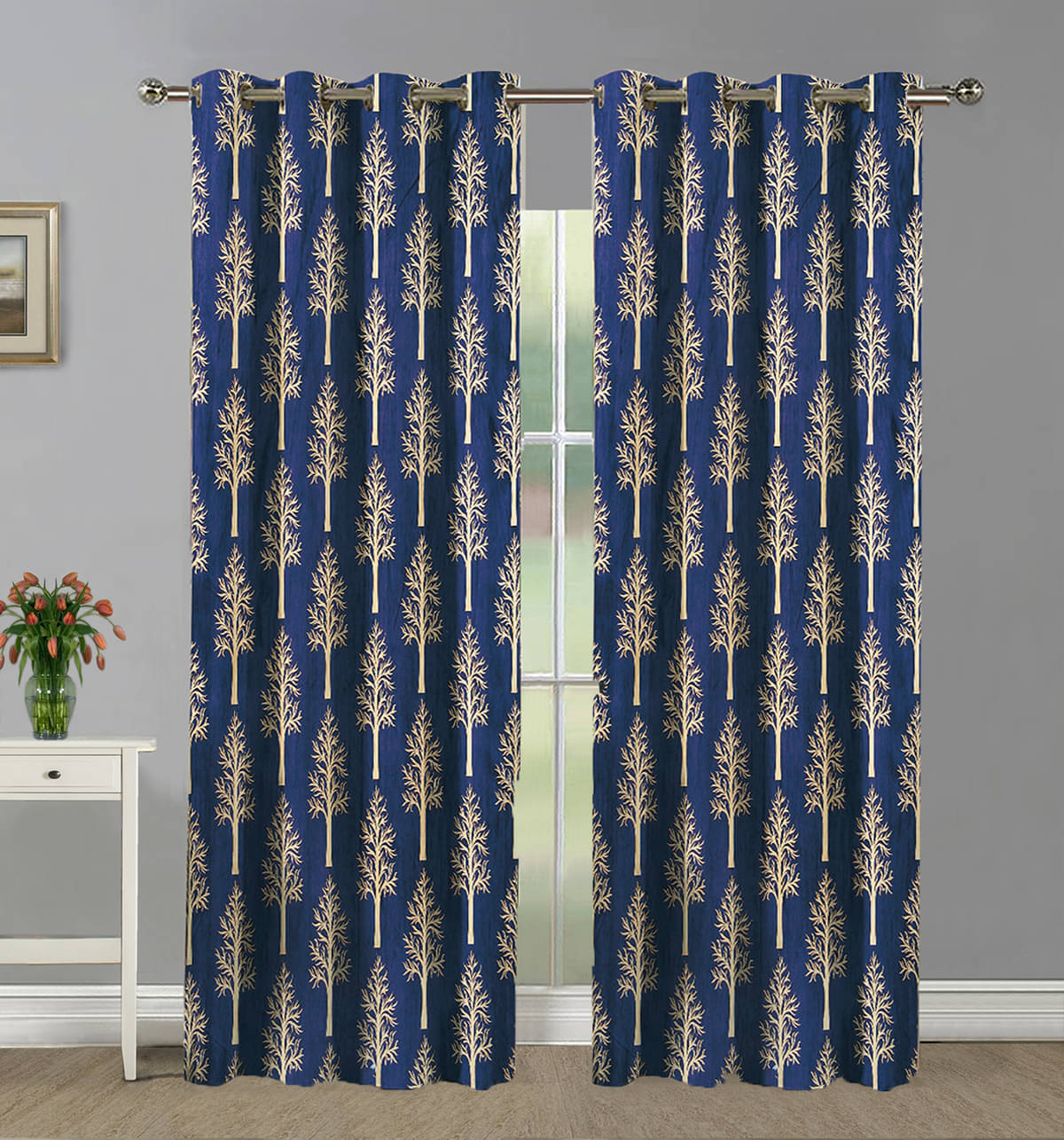 Home Candy Set of 2 Door Semi-Transparent Eyelet Polyester Blue Curtains ( 213 x 120 cm ) Home Candy Set of 2 Door Semi-Transparent Eyelet Polyester Blue Curtains ( 213 x 120 cm )