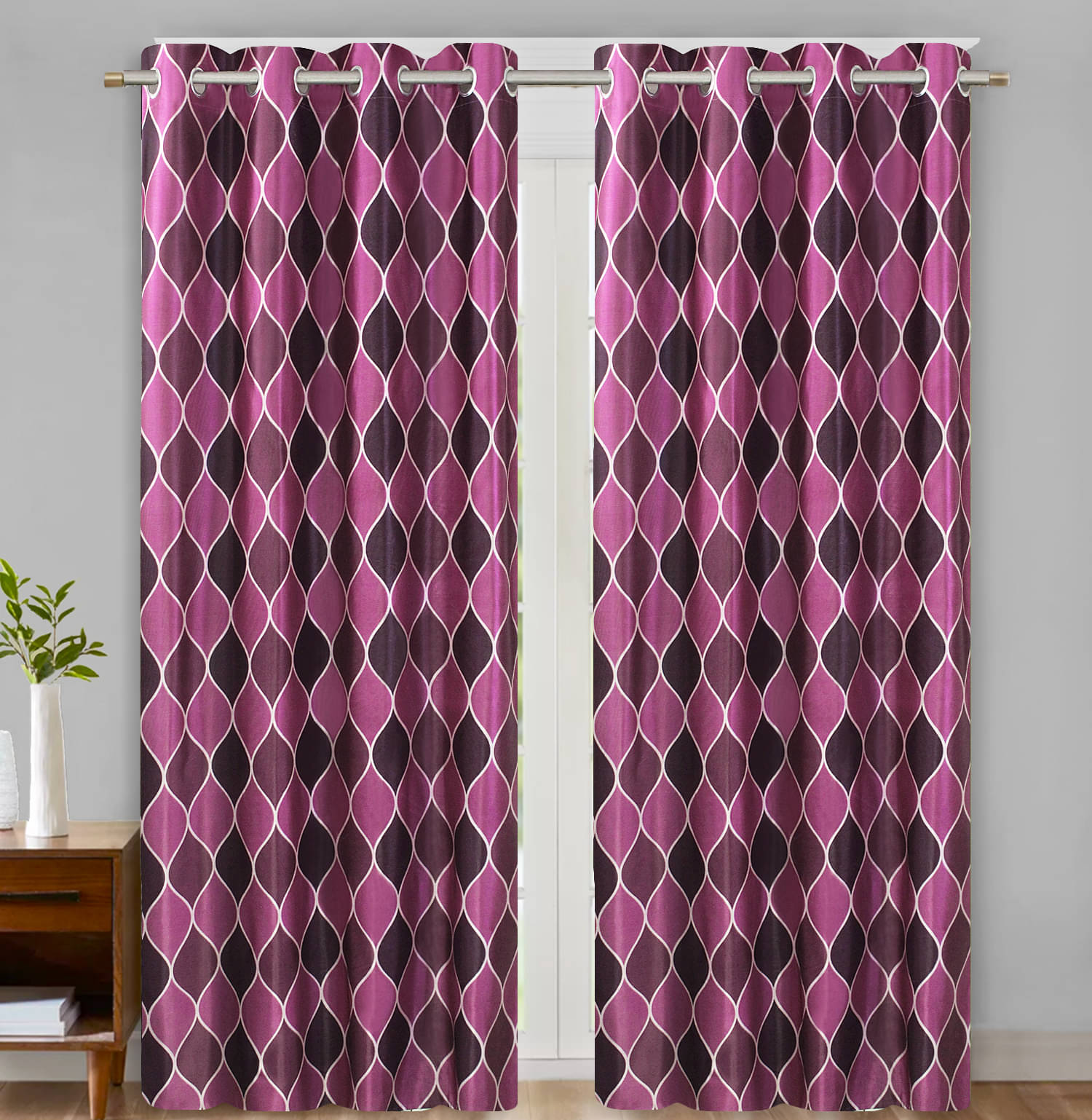 Home Candy Set of 2 Door Semi-Transparent Eyelet Polyester Pink Curtains ( 213 x 120 cm ) Home Candy Set of 2 Door Semi-Transparent Eyelet Polyester Pink Curtains ( 213 x 120 cm )