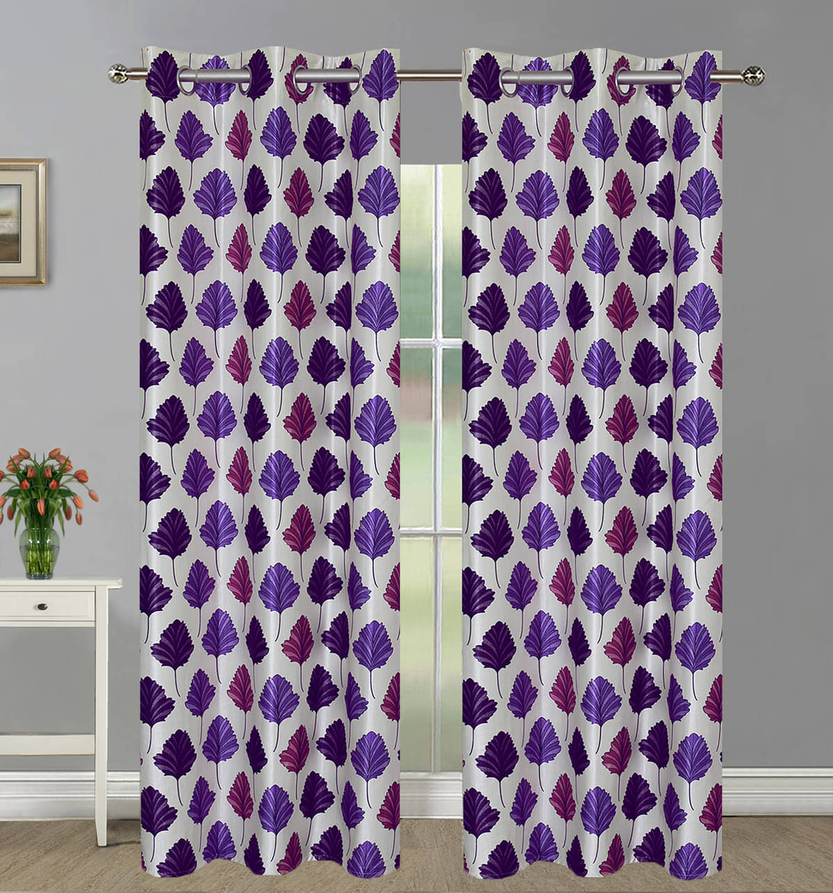 Home Candy Set of 2 Long Door Semi-Transparent Eyelet Polyester Purple Curtains ( 274 x 120 cm ) Home Candy Set of 2 Long Door Semi-Transparent Eyelet Polyester Purple Curtains ( 274 x 120 cm )