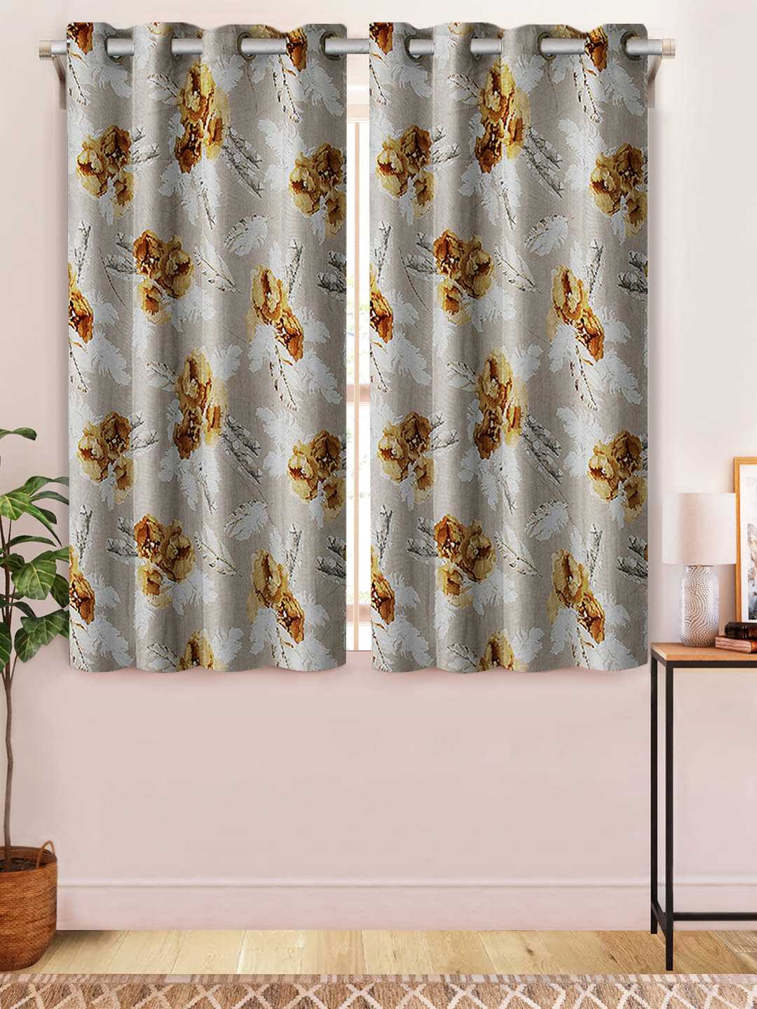Home Candy Set of 2 Window Semi-Transparent Eyelet Polyester Beige Curtains ( 152 x 120 cm ) Home Candy Set of 2 Window Semi-Transparent Eyelet Polyester Beige Curtains ( 152 x 120 cm )