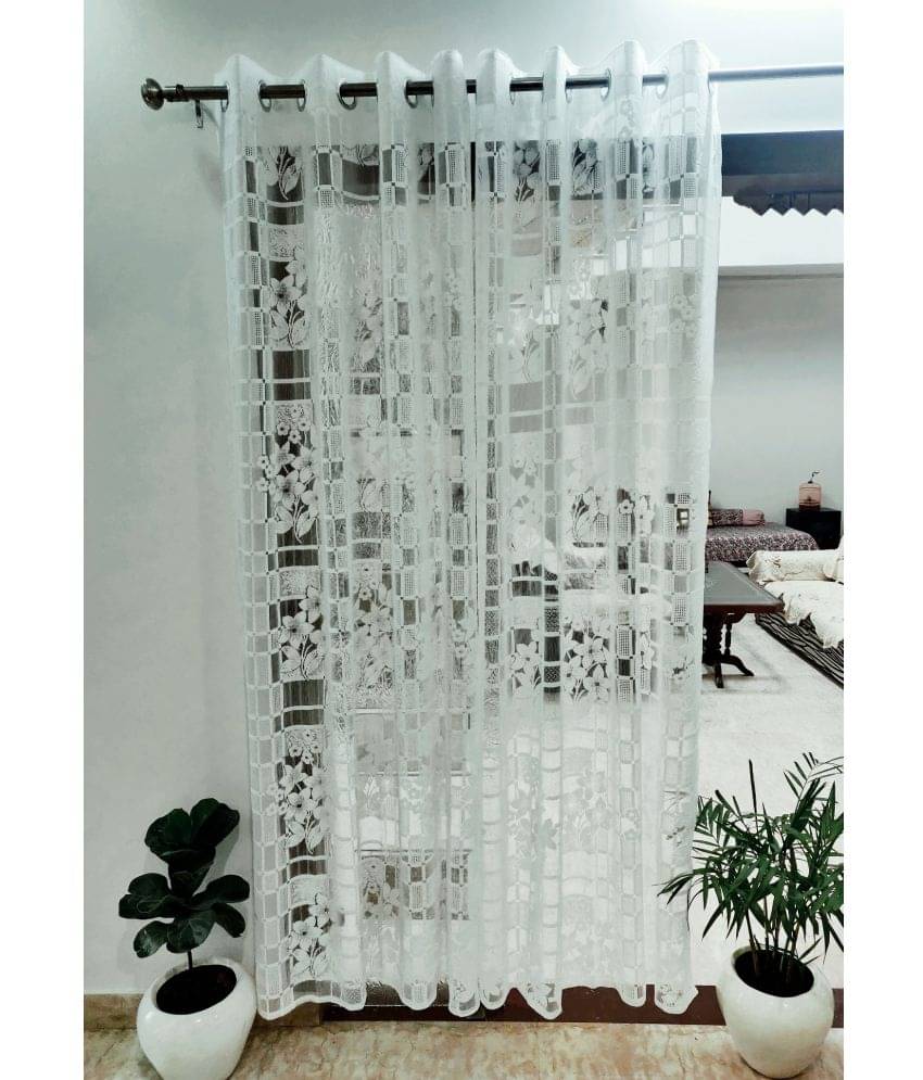     			Homefab India Floral Transparent Eyelet Window Curtain 5ft (Pack of 2) - White