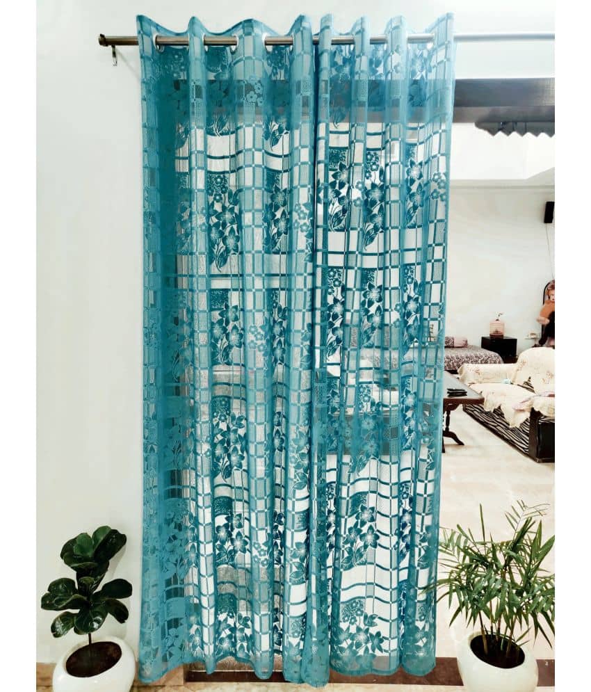 Homefab India Floral Transparent Eyelet Window Curtain 5ft (Pack of 2) - White