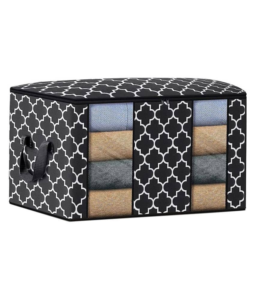 House of Quirk Large Blanket Clothes Organization and Storage Containers for Bedding, Comforters, Foldable Organizer with Window, Sturdy Zippers
