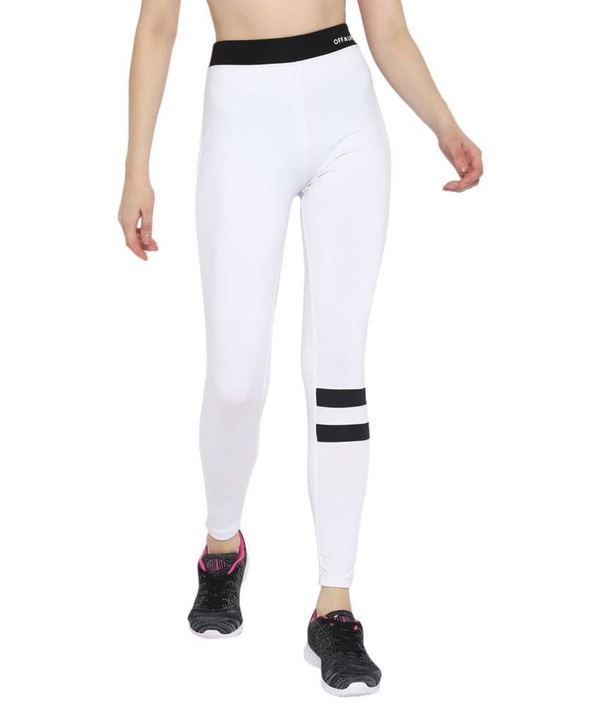     			OFF LIMITS White Poly Spandex Printed Tights - Single
