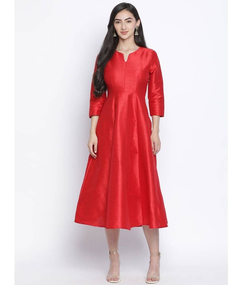     			Oxolloxo Polyester Red A- line Dress -