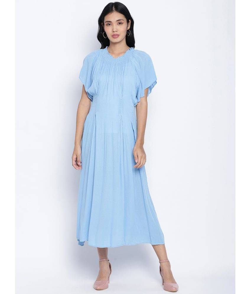 Oxolloxo Viscose Blue A- line Dress - Oxolloxo Viscose Blue A- line Dress -