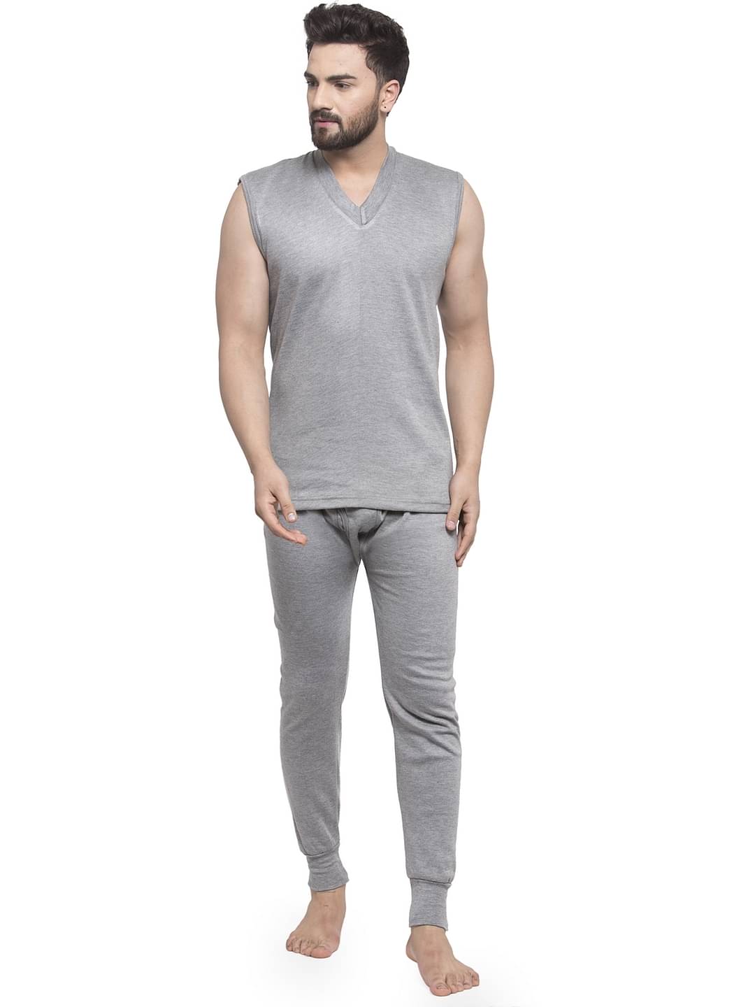     			Uzarus Pack of 1 Cotton Blend Thermal Sets For Men's ( Light Grey )