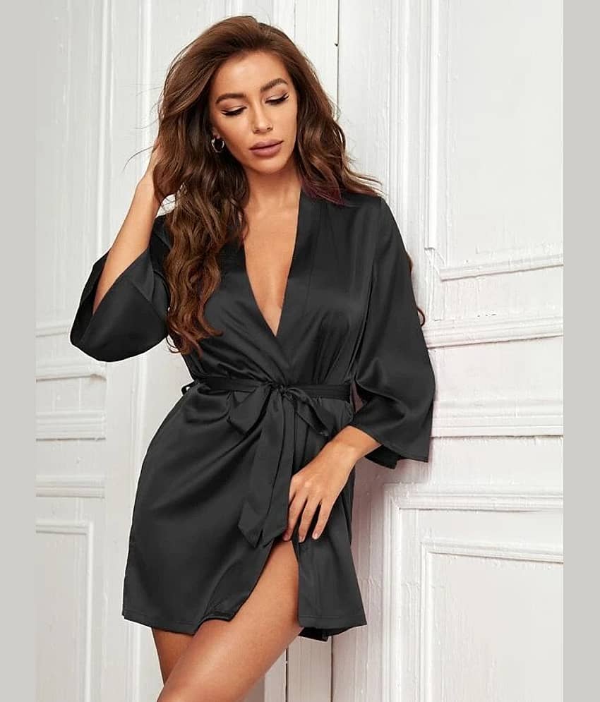 Celosia Satin Robes - Black Single - Nightwear & Loungewear | Buy online on ZillyBuy