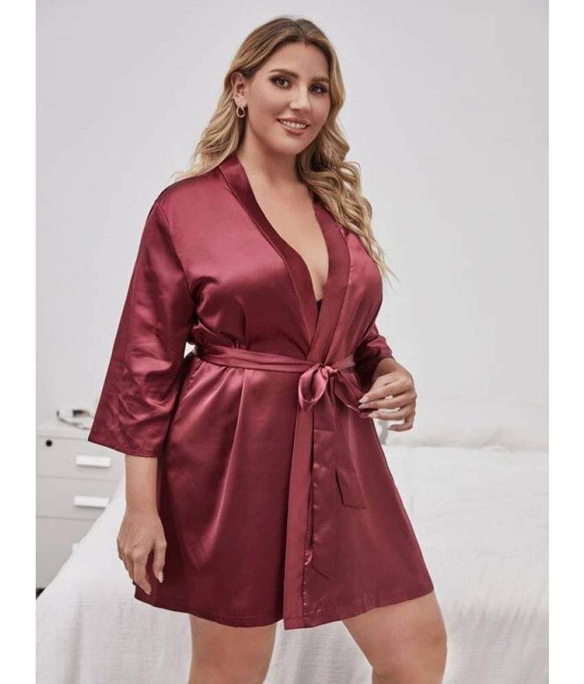 Celosia Satin Robes - Maroon Single     			Celosia Satin Robes - Maroon Single